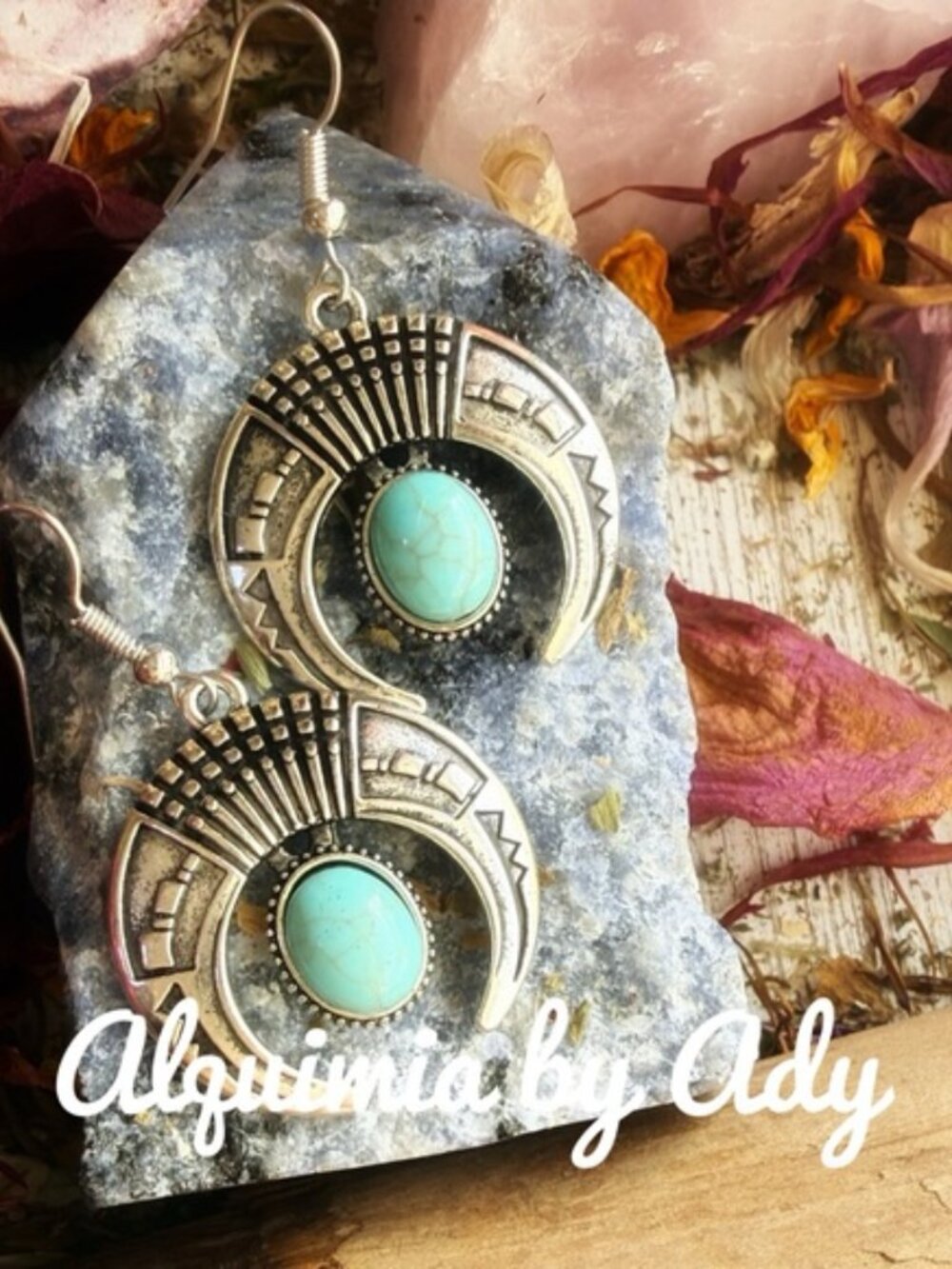 Statement turquoise and silver earrings